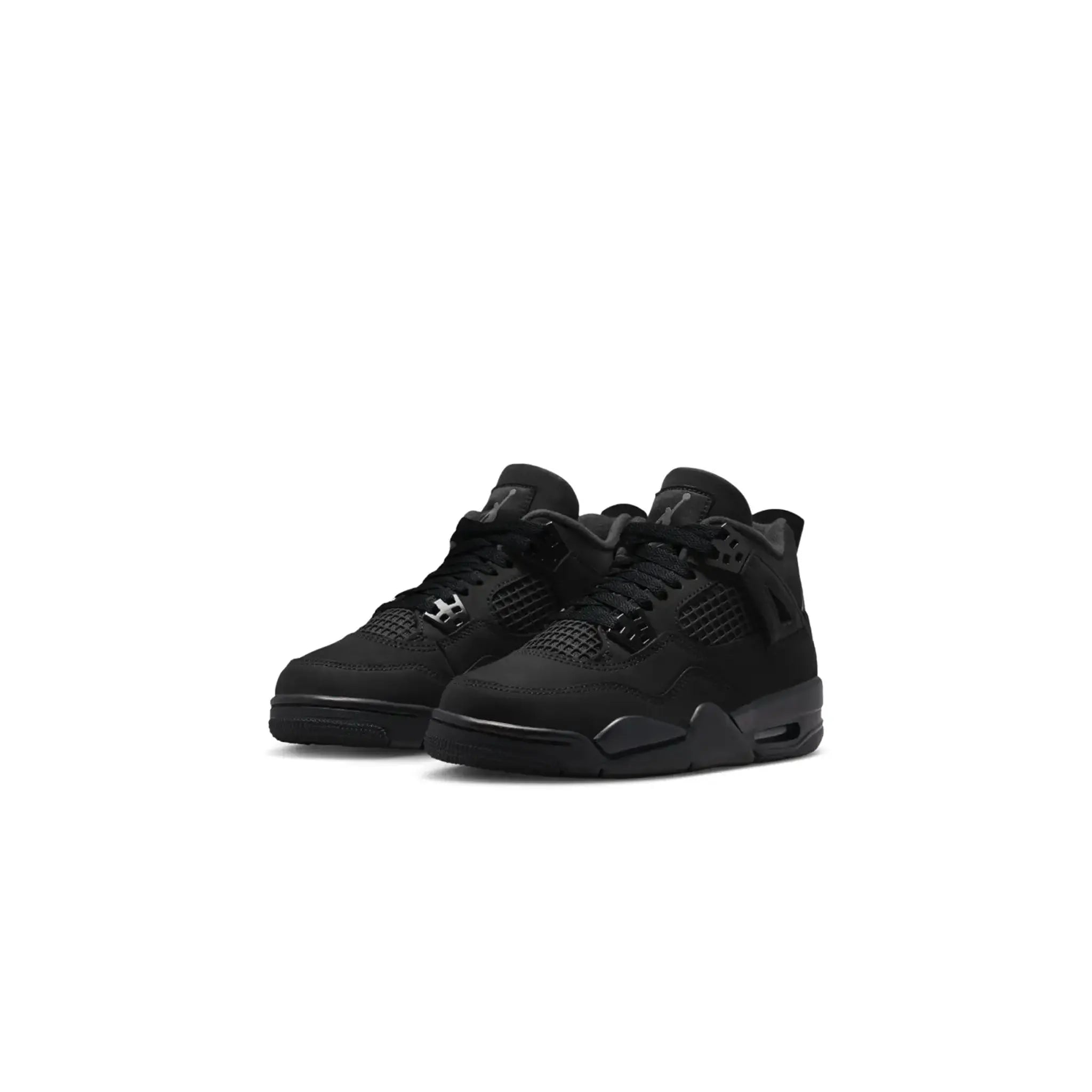 Front Side View of Air Jordan 4 Retro Black Cat (2025) (PS) IB4388-010
